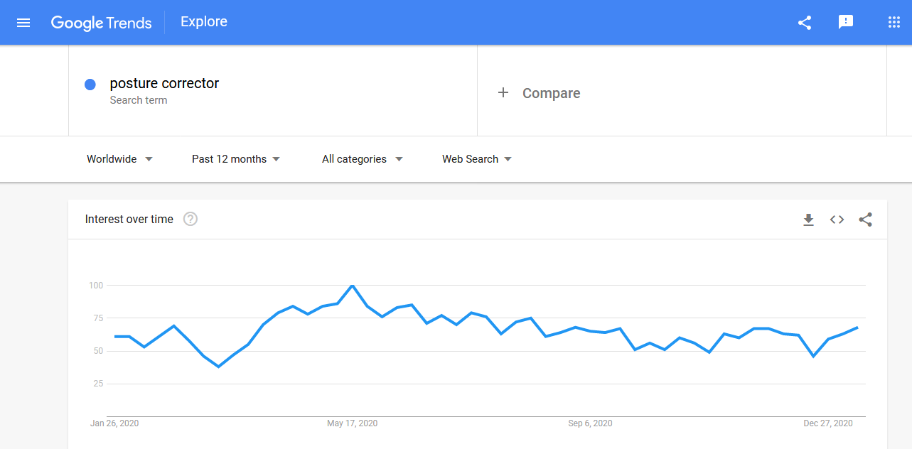 Posture corrector search trends in the past 12 months
